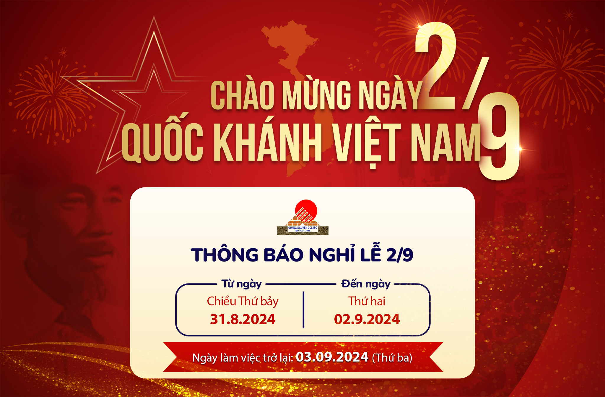 QUANG NGUYỄN THÔNG BÁO LỊCH NGHỈ LỄ 2/9